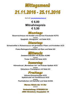 Download: Mittagsmen&uuml; 21. - 25. November