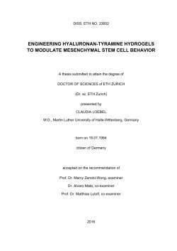 engineering hyaluronan-tyramine hydrogels to - ETH E