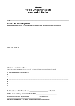 Muster für die Unterschriftenliste einer Volksinitiative
