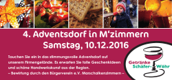 4. Adventsdorf in M`zimmern Samstag, 10.12.2016
