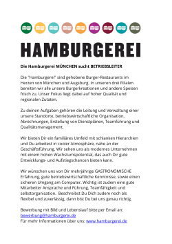 Die Hamburgerei München sucht Betriebsleiter