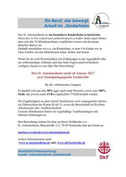 Ein Beruf, der bewegt: Arbeit im &bdquo;Kinderheim