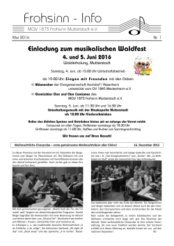 Info 1-2016  - MGV 1873 Frohsinn Mutterstadt eV