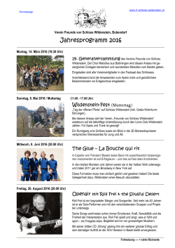 Jahresprogramm 2016 - Freunde Schloss Wildenstein