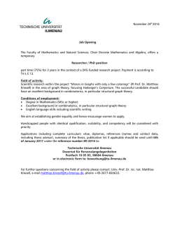 Job Opening November 24th 2016 The Faculty of