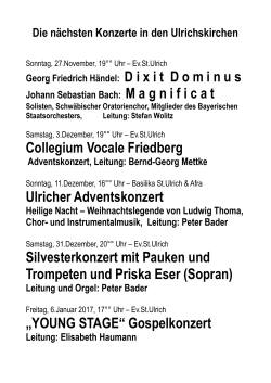 Collegium Vocale Friedberg Ulricher Adventskonzert