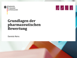 Grundlagen der pharmazeutischen Bewertung