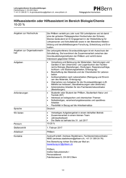Hilfsassistentin oder Hilfsassistent im Bereich Biologie
