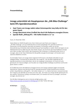 innogy unterst&uuml;tzt als Hauptsponsor die &bdquo;24h Bike