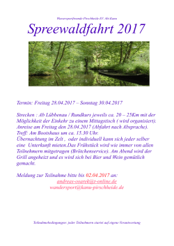 Spreewaldfahrt 2017 - Wassersportfreunde Pirschheide eV Potsdam