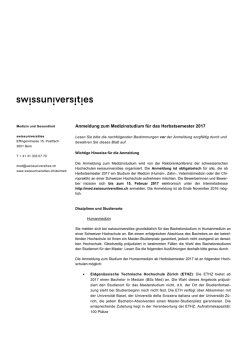 Informationsblatt zum Anmeldeverfahren