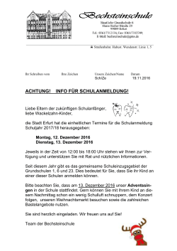 Informationen an die Eltern der zuk&uuml;nftigen