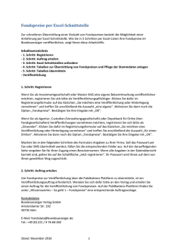 Fondspreise per Excel-Schnittstelle - Publikations
