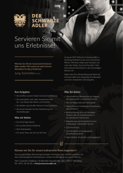 Servieren Sie mit uns Erlebnisse!