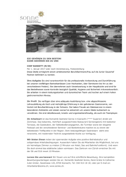 Stelle Chef Bankett 11 - hoteljob-schweiz.de /.ch | jobs