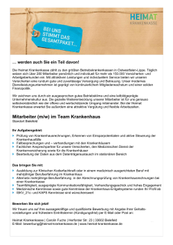 Heimat Krankenkasse, Bielefeld: Mitarbeiter (m/w) im