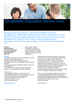 Einsatzleiter Disposition Service (m/w)