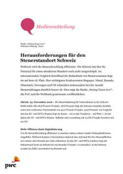Herausforderungen f&uuml;r den Steuerstandort Schweiz