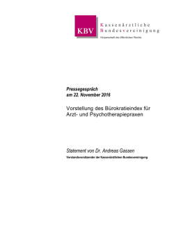 Statement von Dr. Andreas Gassen, Vorstandsvorsitzender der KBV