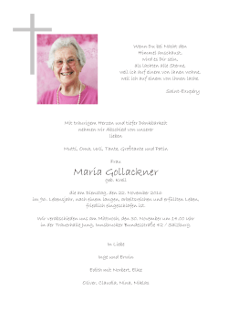 Maria Gollackner - Bestattung Jung, Salzburg