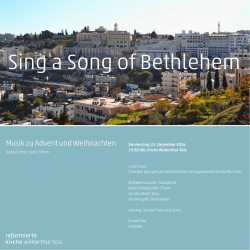 Sing a Song of Bethlehem - Reformierte Kirchgemeinde Winterthur