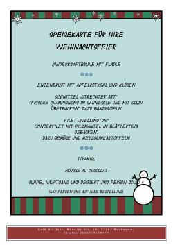 Speisekarte für Ihre Weihnachtsfeier