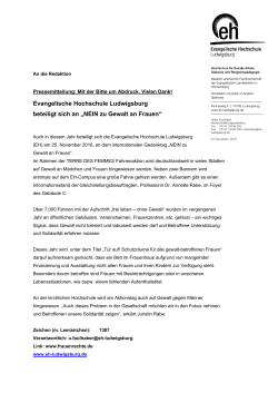 Pressemitteilung - Evangelische Hochschule Ludwigsburg