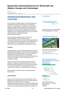 Gr&uuml;ndungsf&ouml;rderung und -coaching