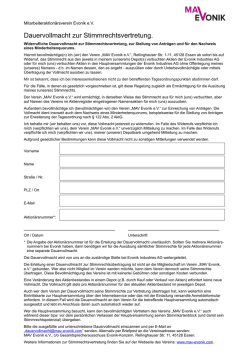 Dauervollmacht zur Stimmrechtsvertretung.