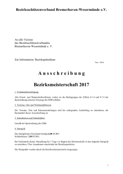 Ausschreibung BM 2017 - Bezirksschützenverband Bremerhaven