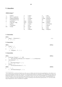 Ahnenliste - Familiengeschichte Blomeier / Blomeyer