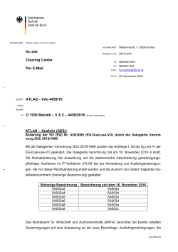 An alle Clearing Center Per E-Mail BETREFF ATLAS – Info 4458/16