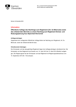Information: &Ouml;ffentliche Auflage des Nachtrags zum Reglement (Art