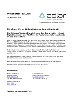 pressemitteilung - Zürichsee Werbe AG