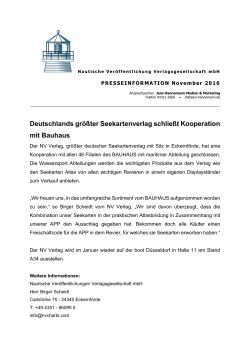 Presseinformation NV Verlag - BAUHAUS - November 2016
