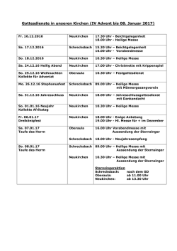 Gottesdienste NK _4. Advent bis 08.01.17