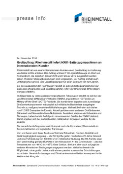 Gro&szlig;auftrag: Rheinmetall liefert HX81