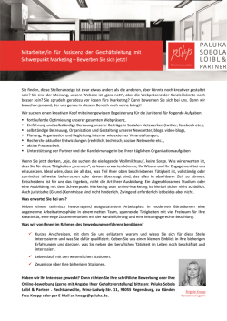 eine/n Mitarbeiter/in als Assistenz der Gesch&auml;ftsleitung mit