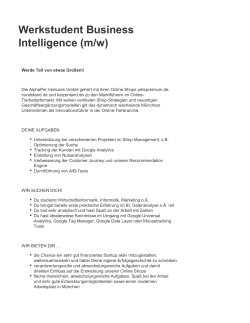 Werkstudent Business Intelligence (m/w)