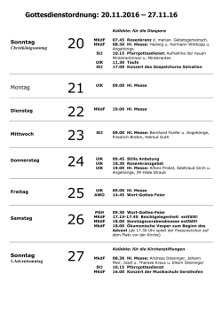 (20.11. bis 27.11.2016) Christkönigsonntag