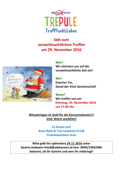 TrePuLe Einladung: vorweihnachtliches Treffen 29. November 2016