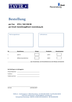 Bestellung - Stadtverband Soziales Schramberg e.V.