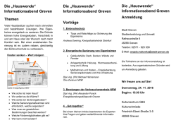 Die &bdquo;Hauswende&ldquo; Informationsabend Greven Themen Die