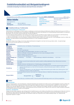 Produktinformationsblatt nach Wertpapierhandelsgesetz Aktien