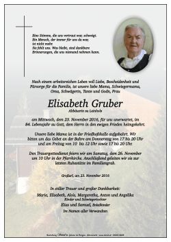 Elisabeth Gruber - Bestattung Sterzl