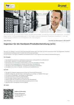 Ingenieur f&uuml;r die Hardware-Produktentwicklung Job in