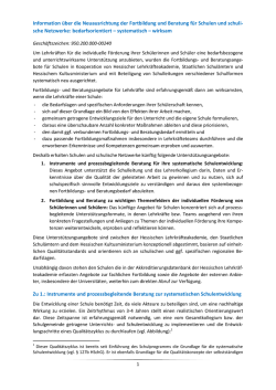 Information &uuml;ber die Neuausrichtung der Fortbildung und Beratung