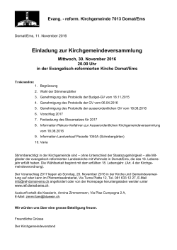 Einladung 30. November 2016 - Evangelische Kirche Domat/Ems