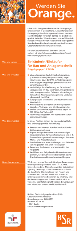 Eink&auml;uferin/Eink&auml;ufer f&uuml;r Bau und Anlagentechnik