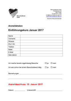 Einf&uuml;hrungskurs Januar 2017